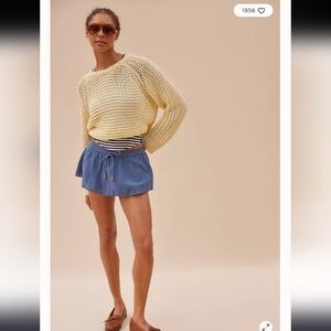 Free People Chunky Linen Knit Cream Premium Sweater Size M Nwot